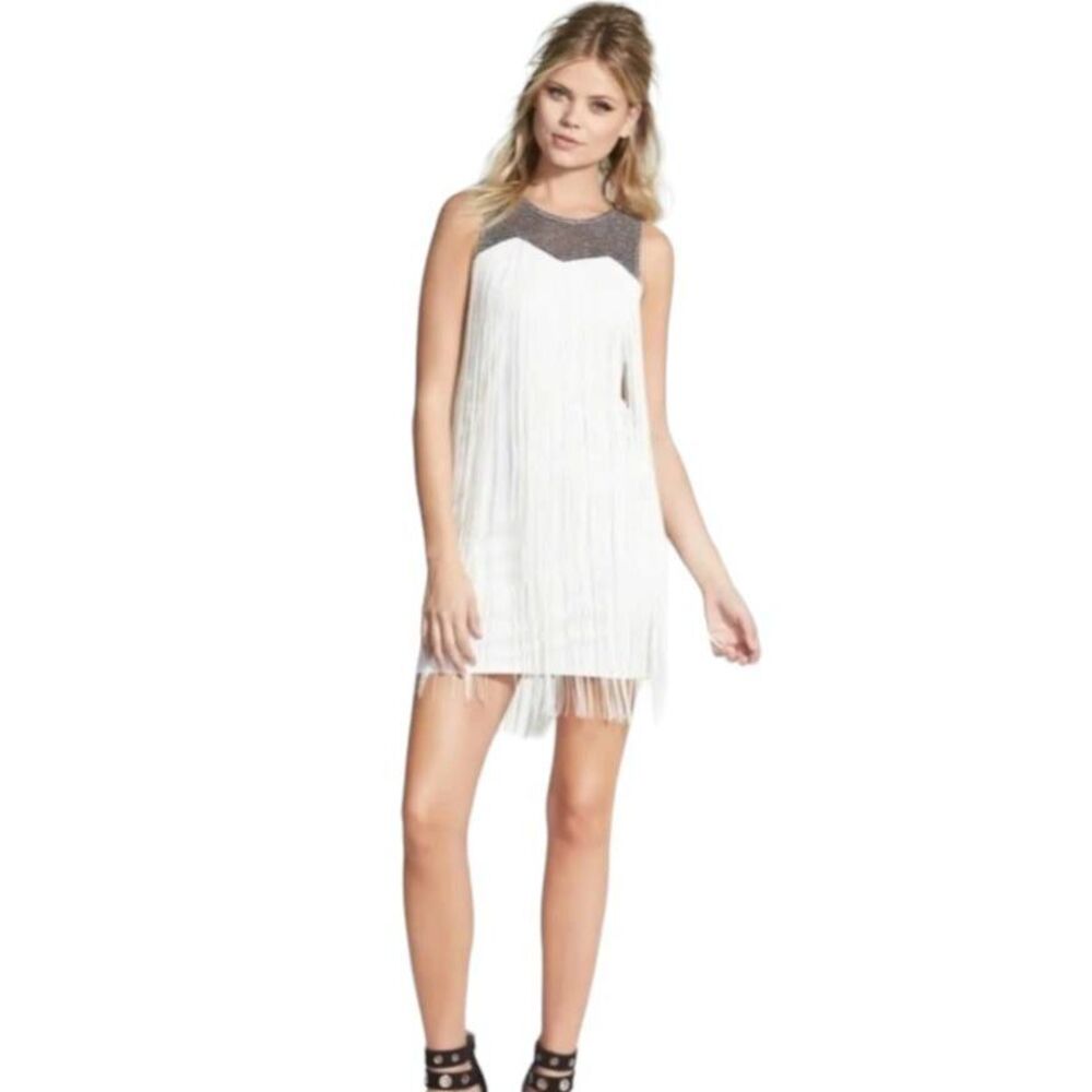 Charlotte Ruse White Fringe Dress med